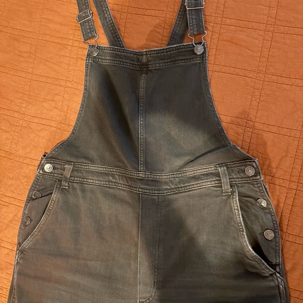 Aerie Relaxed Charcoal Denim Overalls